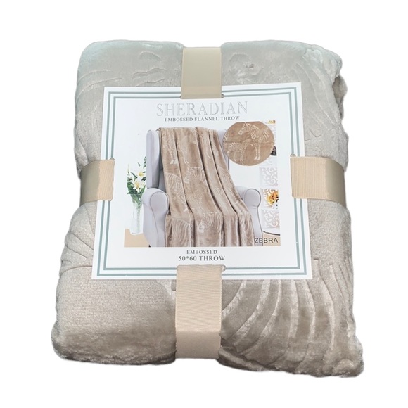 Sheradian Other - Sheradian Beige Zebra Embossed Luxury Blanket